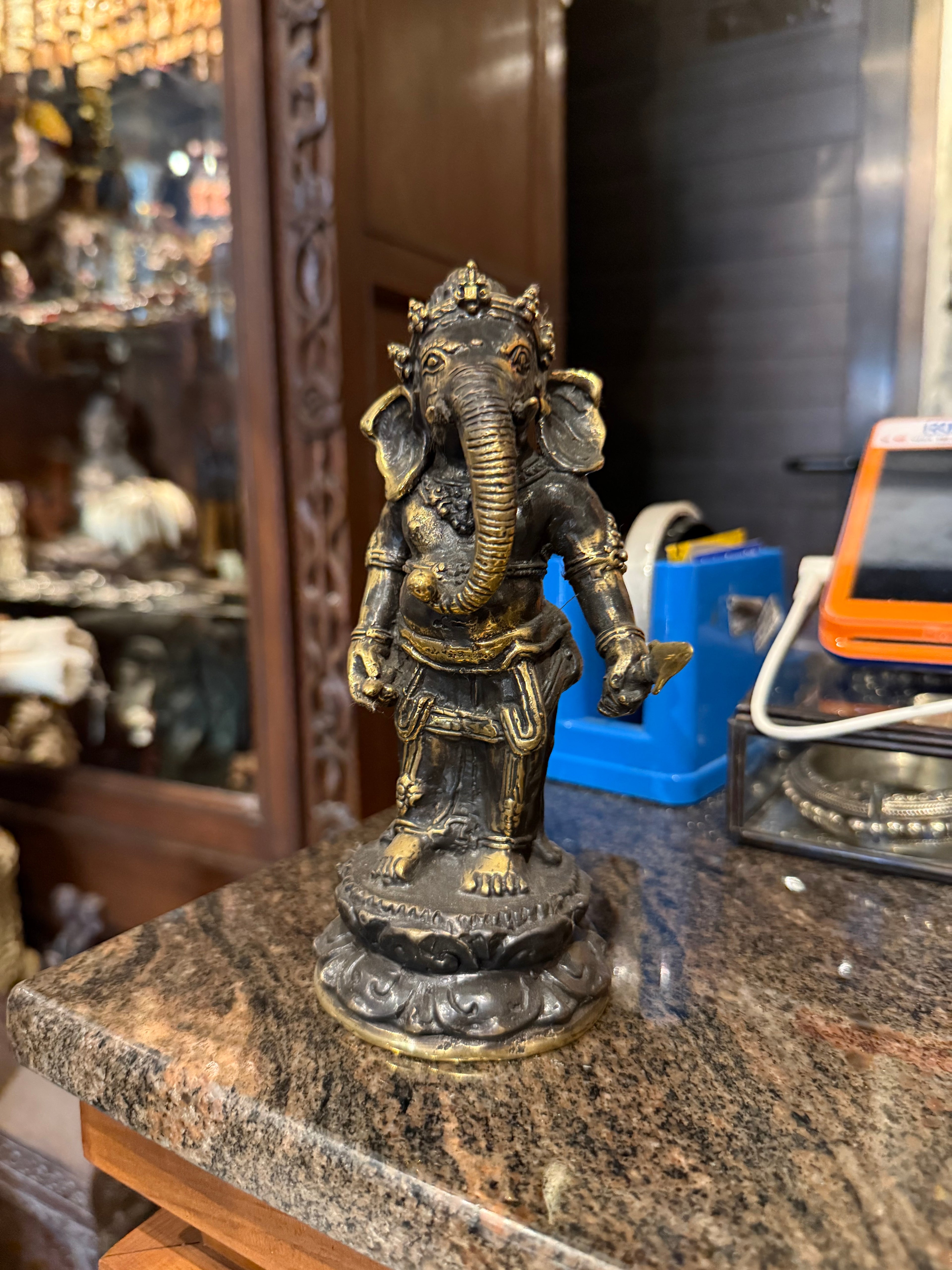 Vintage Bronze Ganesha Statue Bali Indonesian Hindu Ganesh Sculpture Spiritual Decor Rare