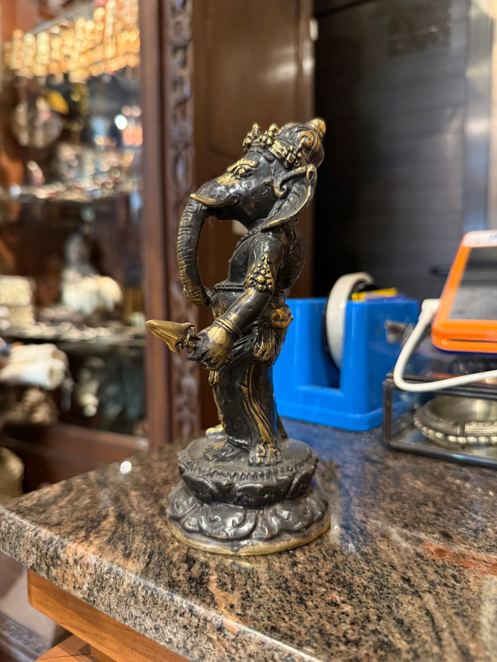 Vintage Bronze Ganesha Statue Bali Indonesian Hindu Ganesh Sculpture Spiritual Decor Rare