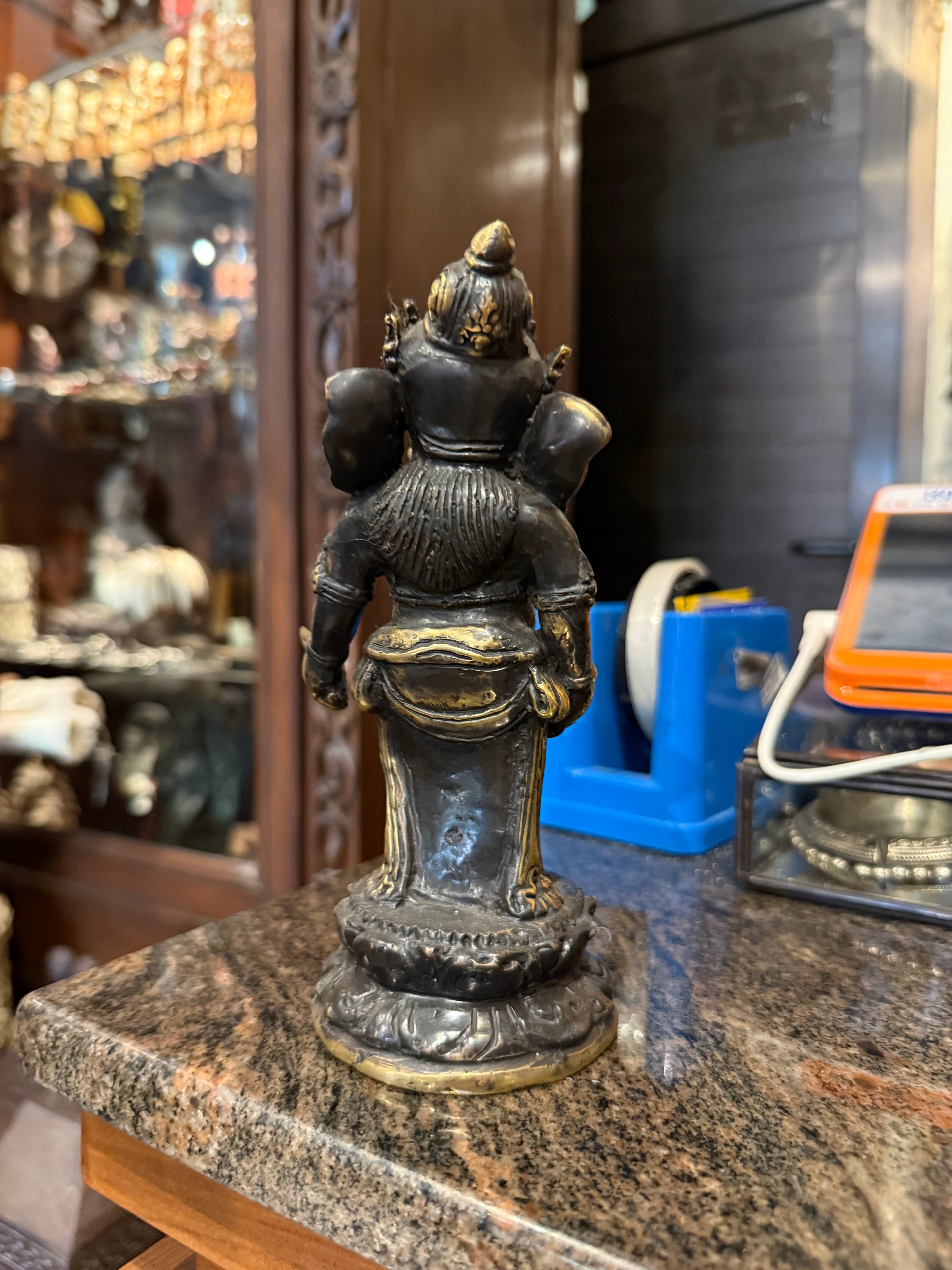 Vintage Bronze Ganesha Statue Bali Indonesian Hindu Ganesh Sculpture Spiritual Decor Rare