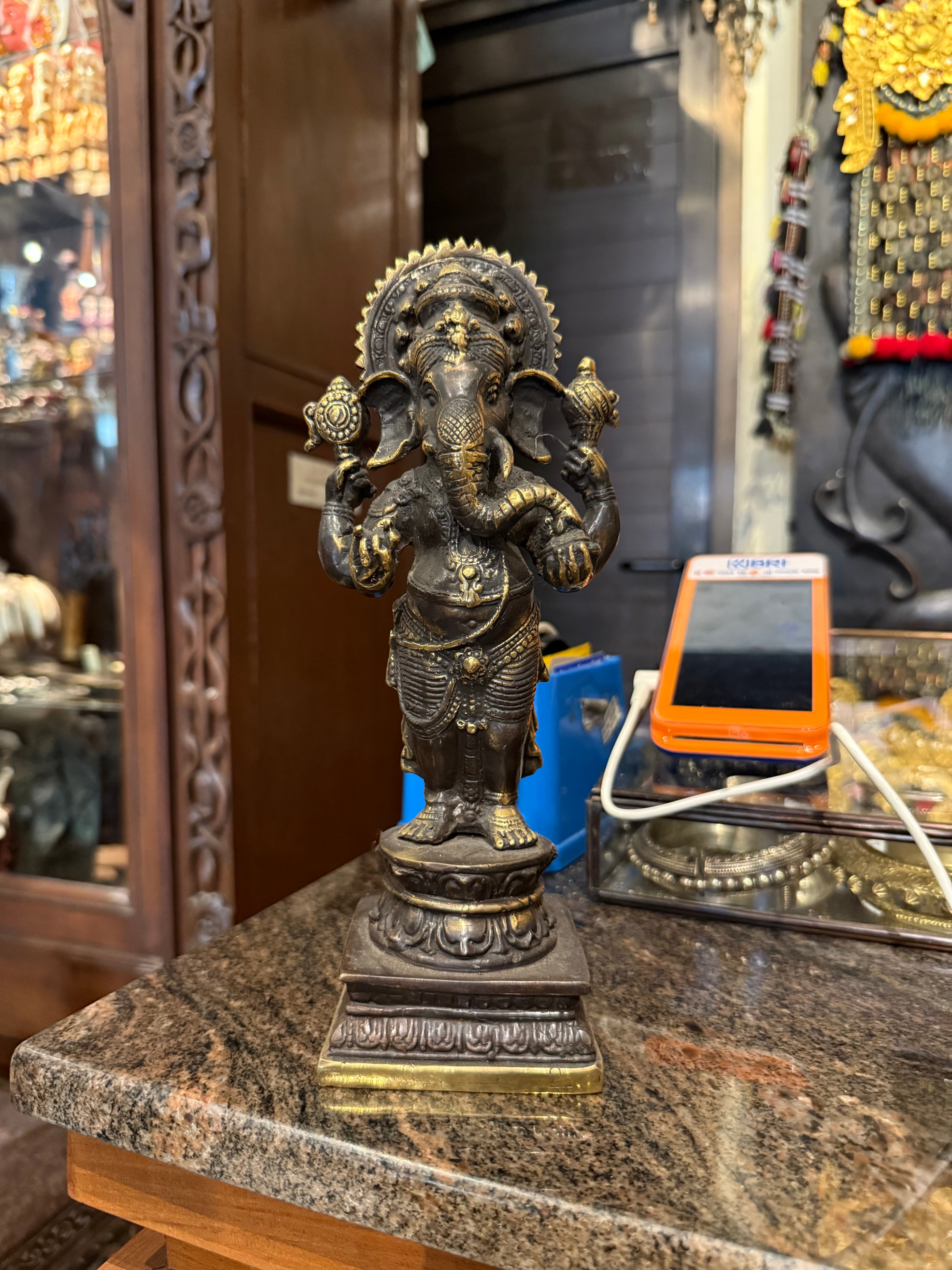 Ganesha Bali Statue, Hindu Home Decor - Indonesia Bronze Brass, Rare Stock